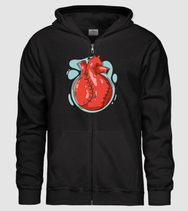 Softball Heart minta fekete pólón