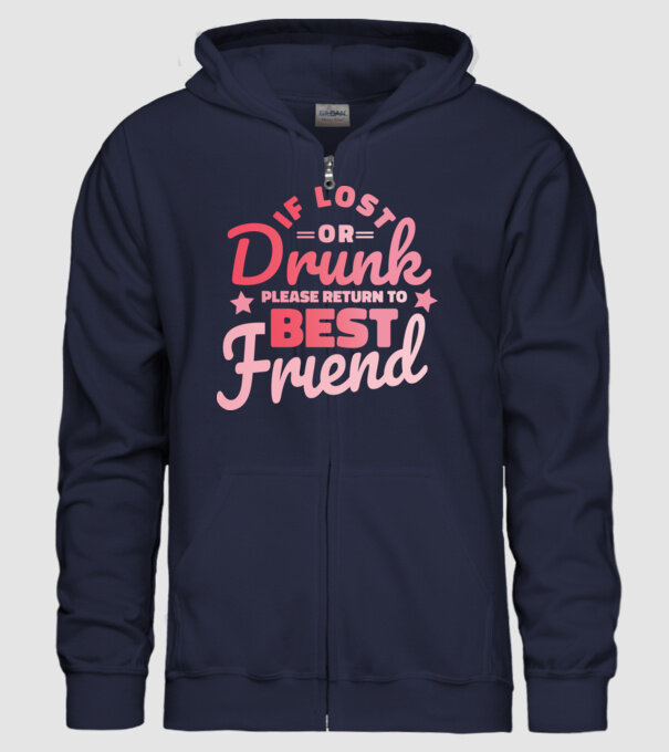 If los or drunk please return to Best Friend minta sötétkék pólón
