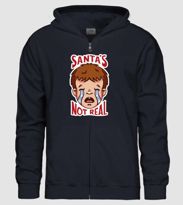 Santa is not real minta sötétkék pólón