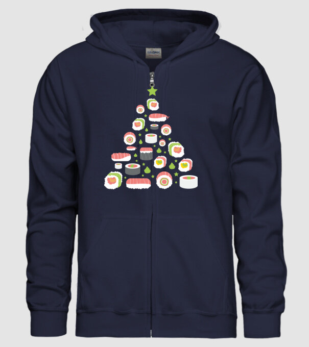 Sushi Karácsonyfa minta sötétkék pólón