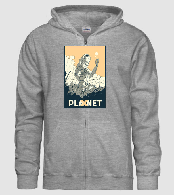 Planet X minta szürke pólón