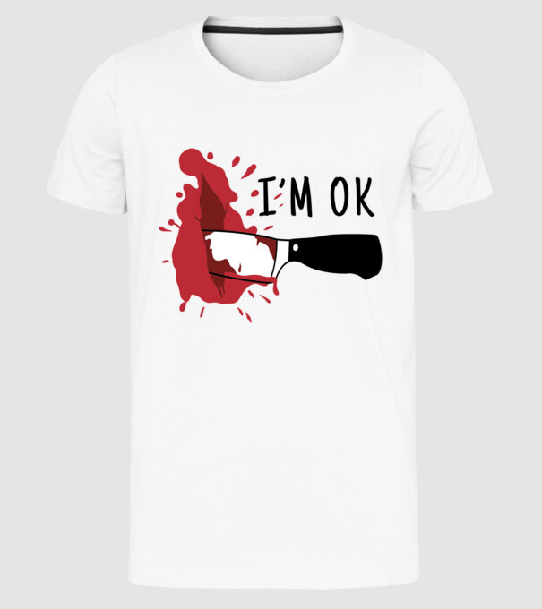 Jól vagyok jelmez Halloween minta fehér pólón