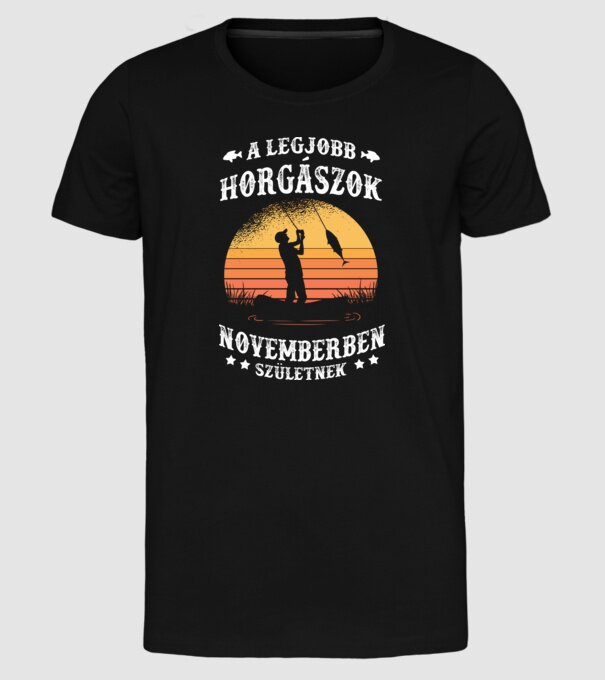 A legjobb Horgászok Novemberben születnek minta fekete pólón