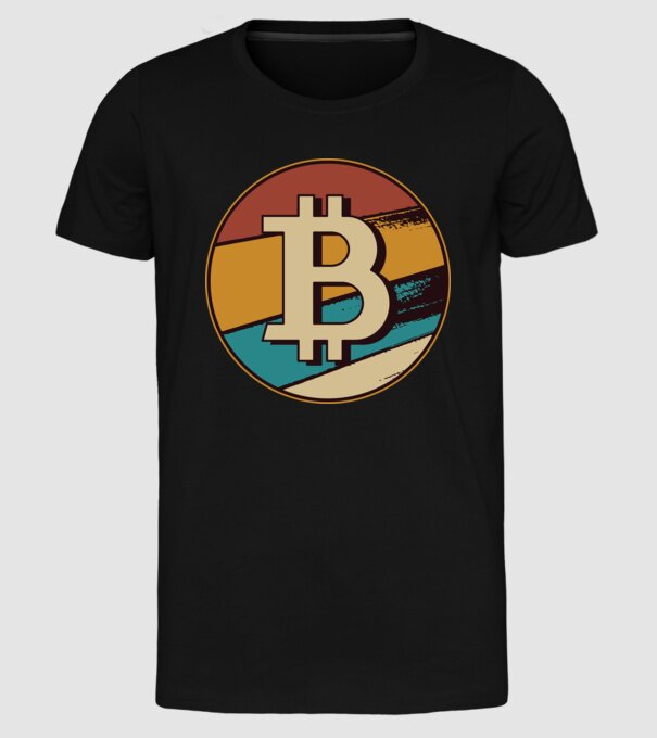 Bitcoin retro minta fekete pólón