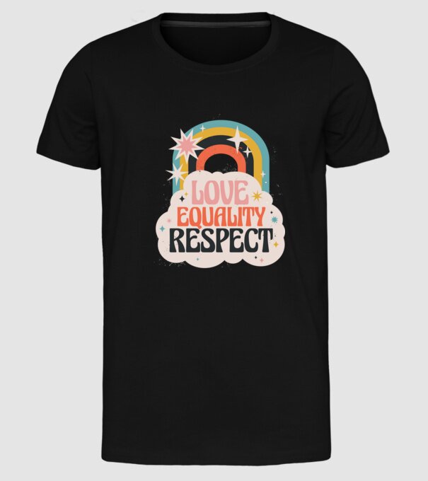 Love equality respect minta fekete pólón
