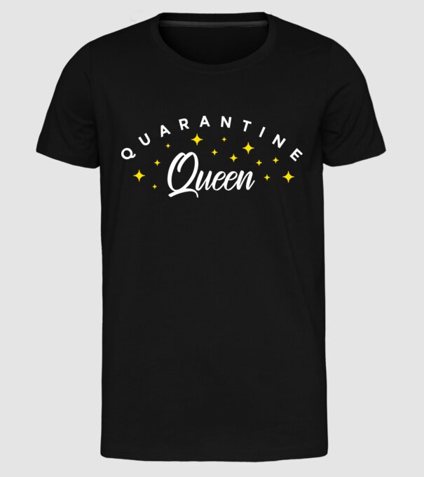 Quarantine queen minta fekete pólón