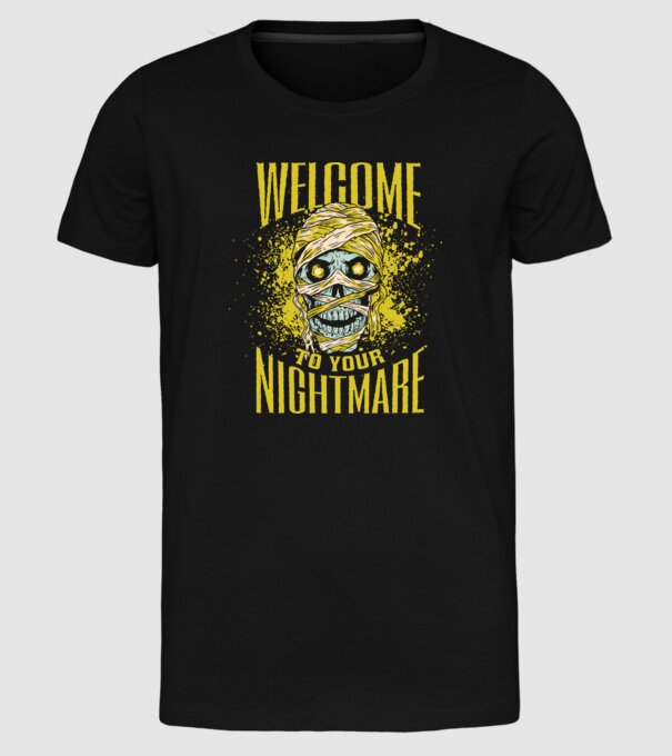 Welcome to your Nightmare Halloween minta fekete pólón