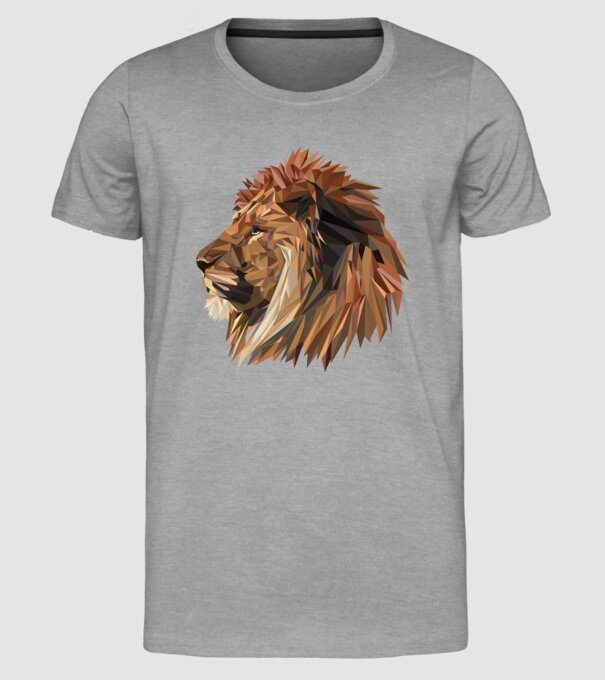 lion polygon minta szürke pólón