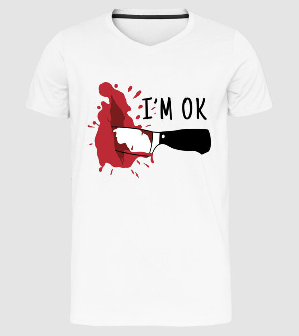 Jól vagyok jelmez Halloween minta fehér pólón