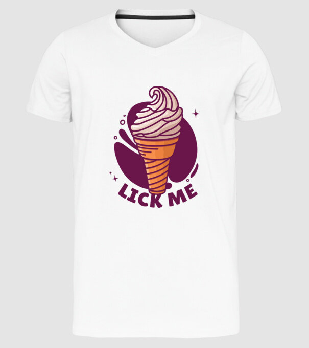 Lick Me minta fehér pólón