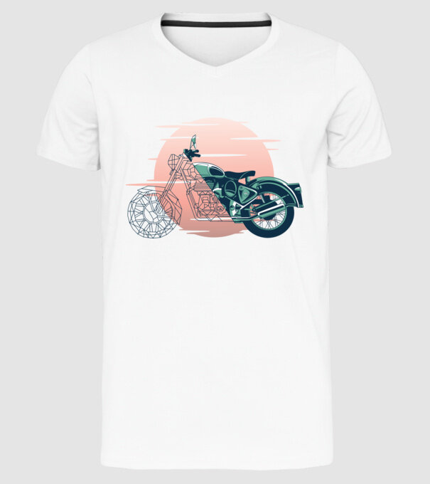 Vintage Motor minta fehér pólón