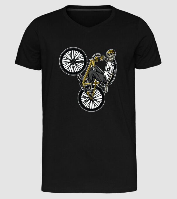 Csontváz BMX minta fekete pólón