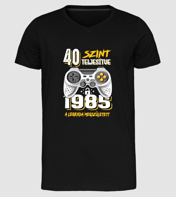 GAMER szint teljesítve 40. 1985 minta fekete pólón
