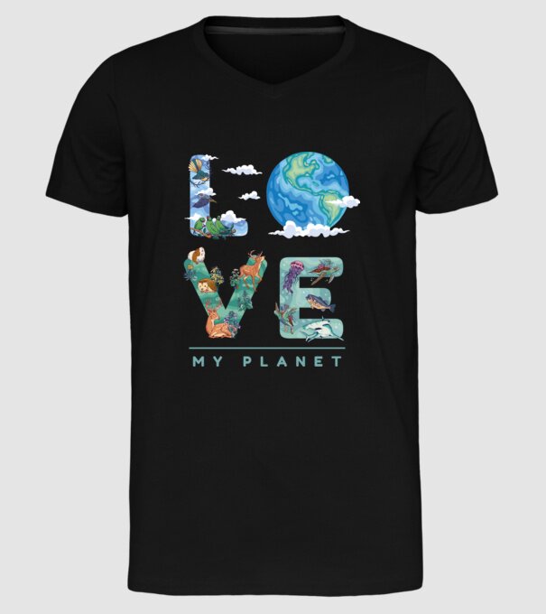 Love my Planet - Szeresd a Földet minta fekete pólón