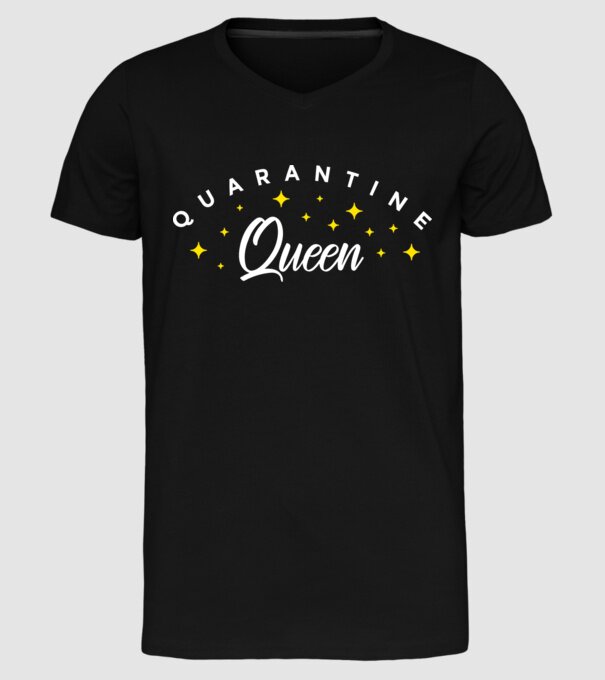 Quarantine queen minta fekete pólón