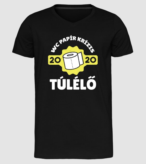 WC papír krízis túlélő 2020 minta fekete pólón