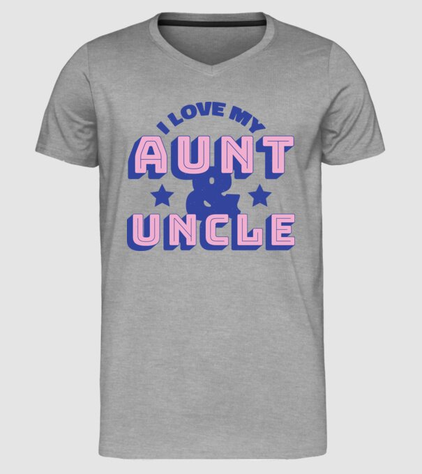 I Love My Aunt & Uncle minta szürke pólón