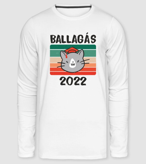 Ballagó cica fehérre 2022 minta fehér pólón