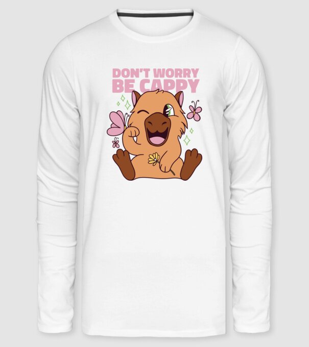 Boldog Capybara - Don't worry be cappy minta fehér pólón