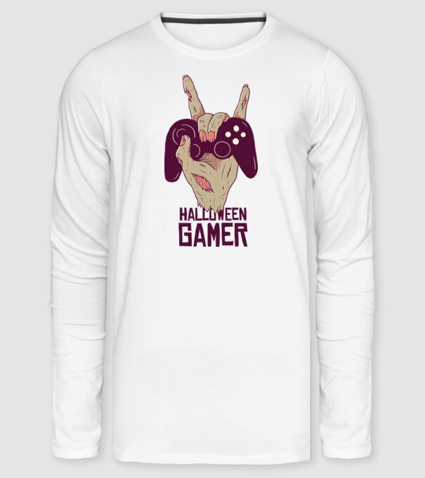 Halloween Gamer Zombis póló minta fehér pólón