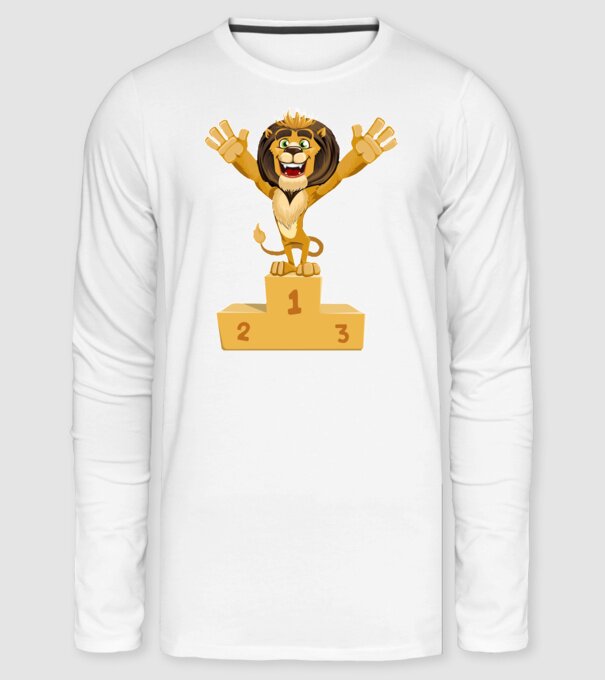 lion champion minta fehér pólón