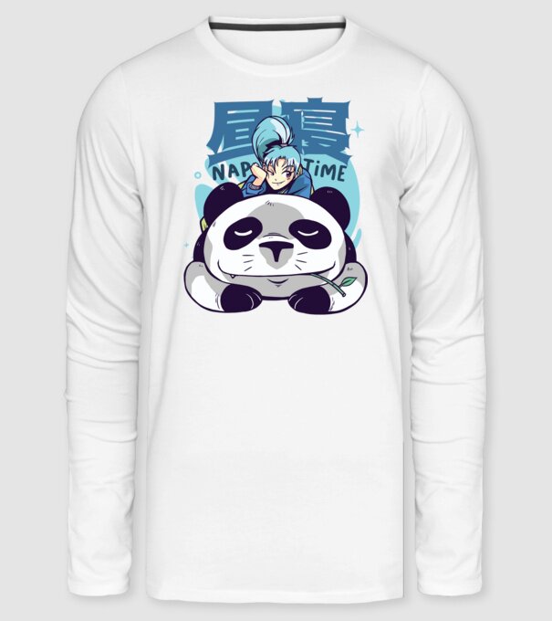 Lustálkodós Anime Panda minta fehér pólón