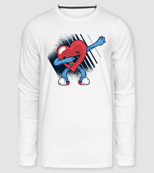 Szív DAB Floss Heart vicces póló Valentin napra minta fehér pólón