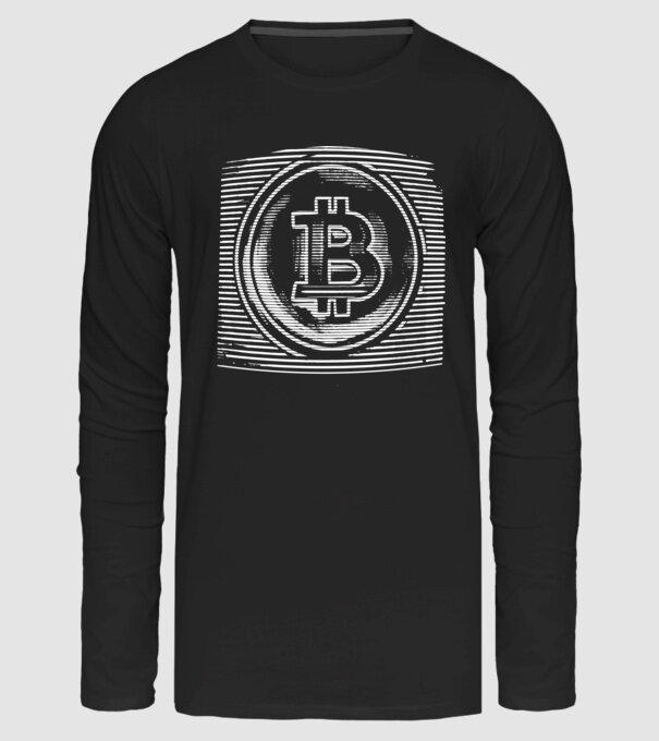 Bitcoin logo minta fekete pólón