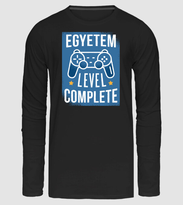 Egyetem level completed minta fekete pólón