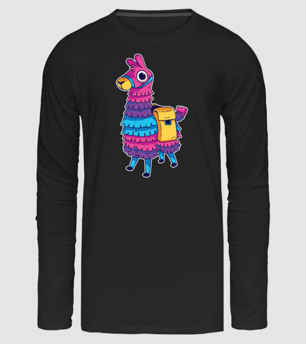 Fortnite LLama - Lámás Gamer póló minta fekete pólón