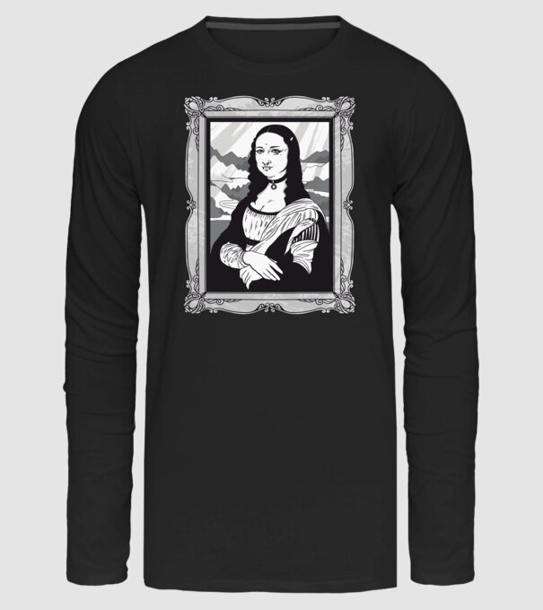 Gótikus Mona Lisa minta fekete pólón