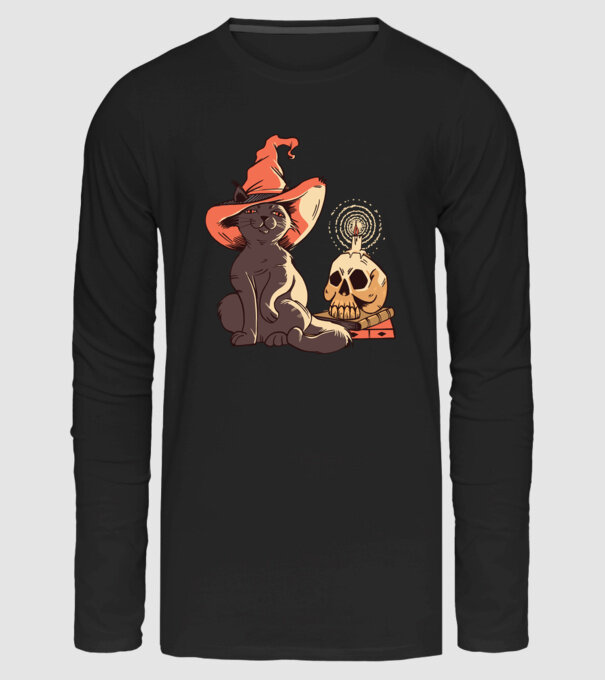 Halloween Cica minta fekete pólón