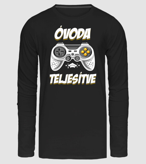 Óvoda teljesítve gamer Ballagás minta fekete pólón