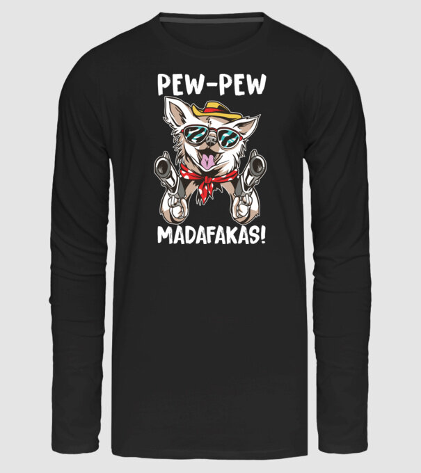 Pew Pew Madafakas Csivava minta fekete pólón