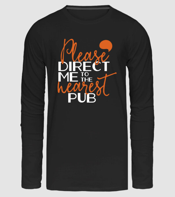 Please direct me to the nearest pub minta fekete pólón