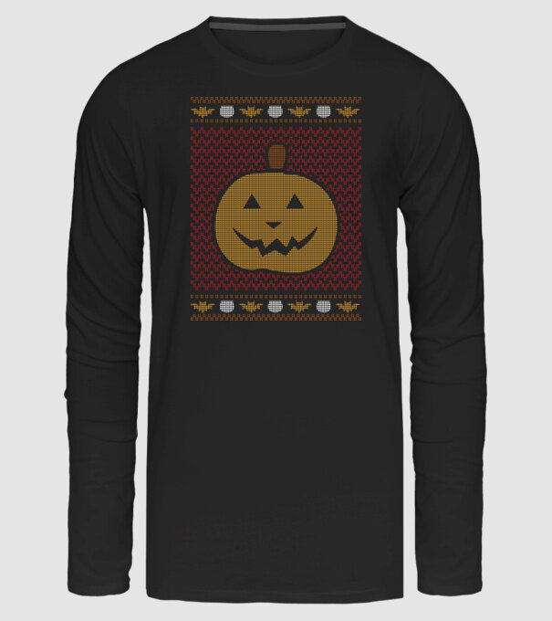 Pumpkin Ugly Sweater Halloween minta fekete pólón
