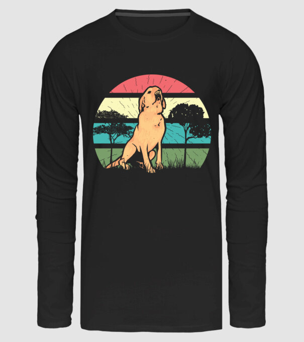 Retró Golden Retriever minta fekete pólón