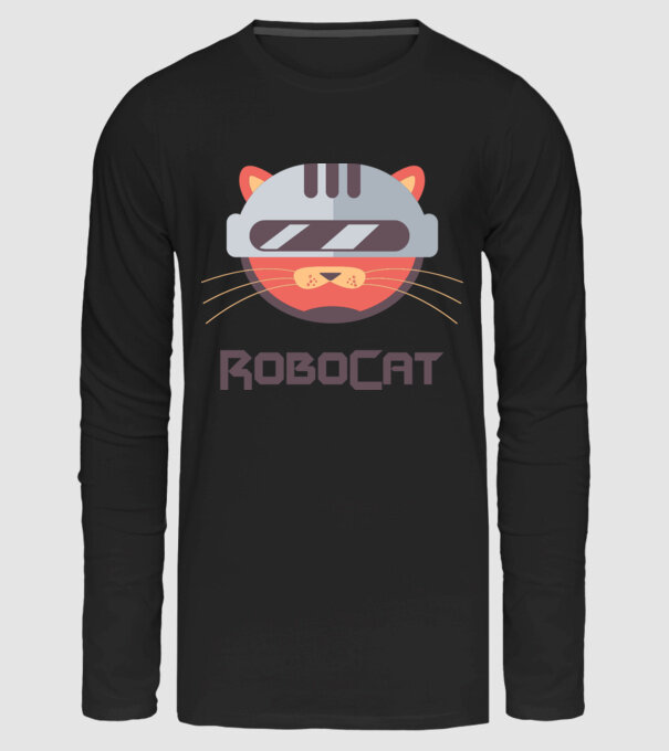 Robocat minta fekete pólón