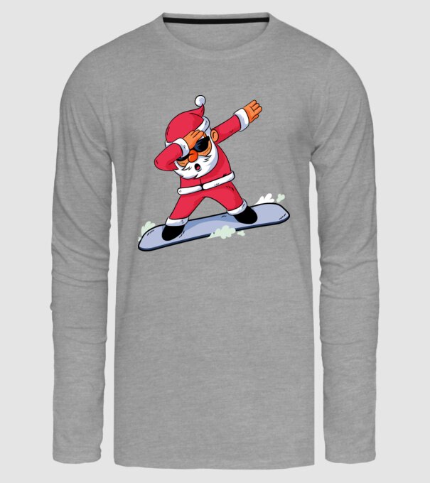 Mikulás Snowboard DAB vicces póló minta szürke pólón