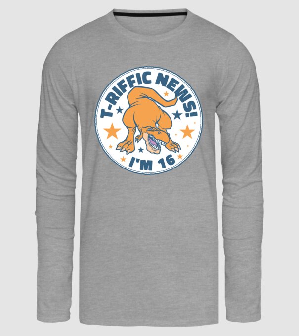 T-rex Terrific news i'm 16 minta szürke pólón