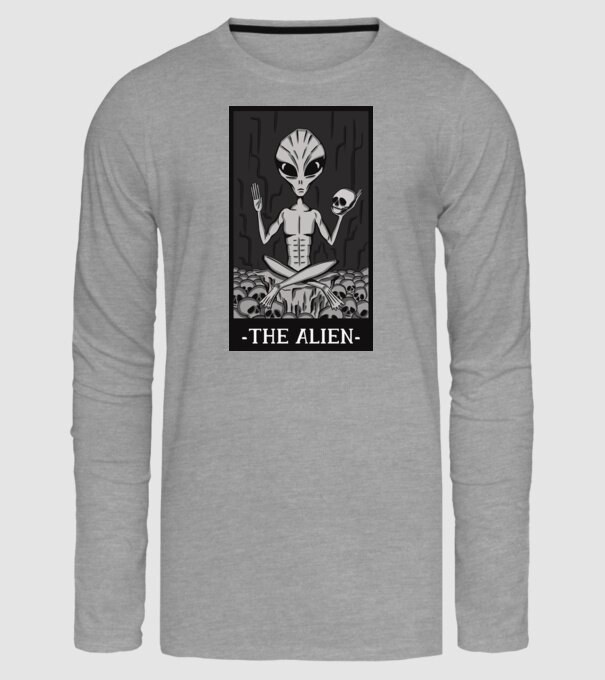 The Alien - Tarot kártya minta szürke pólón