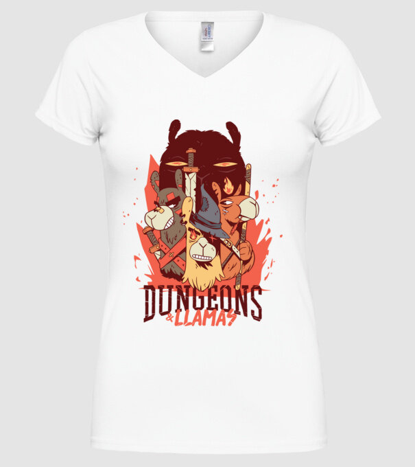 Dungeons and llamas minta fehér pólón