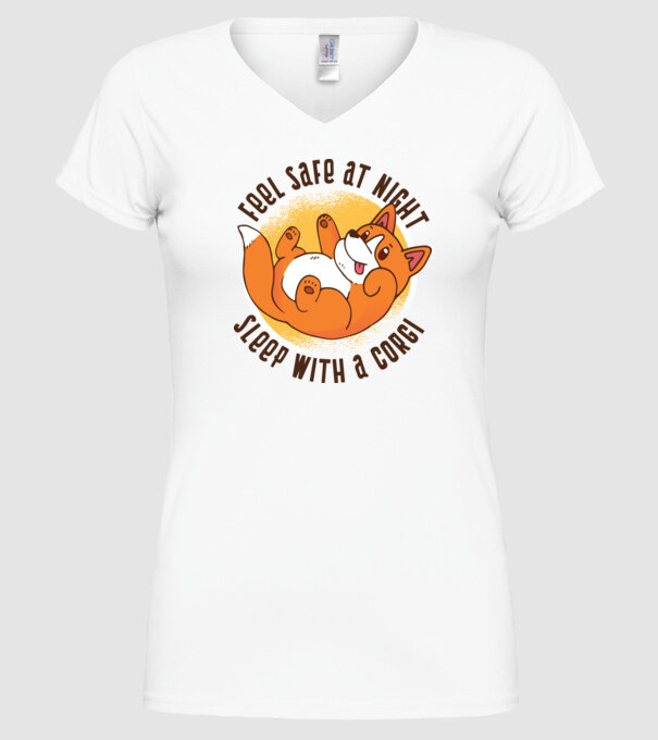 Feel safe at night, Sleep with a Corgi minta fehér pólón