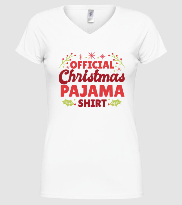 Karácsonyi Pijama minta fehér pólón