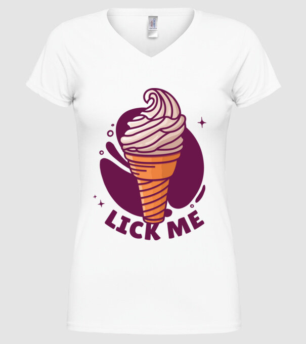 Lick Me minta fehér pólón