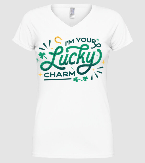 Lucky charm minta fehér pólón