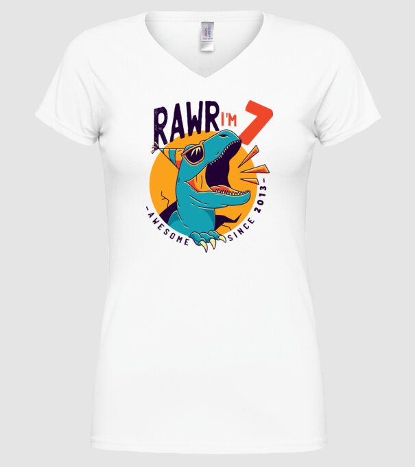 Rawr i'm 7 - awesome since 2013 minta fehér pólón