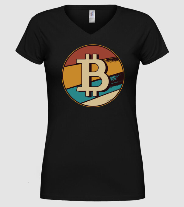 Bitcoin retro minta fekete pólón