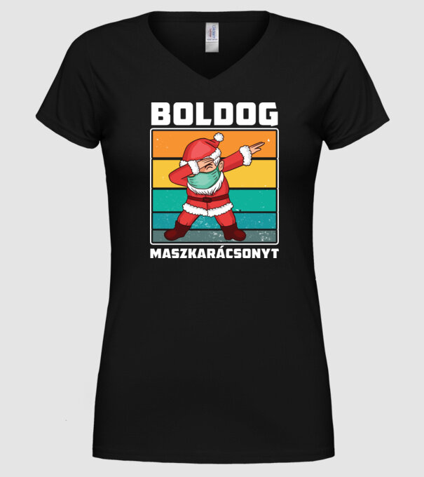 Boldog Macskarácsonyt minta fekete pólón