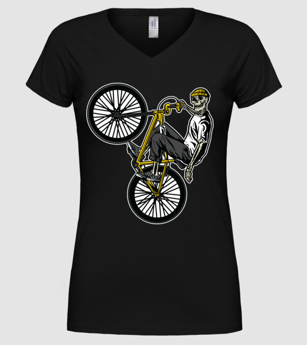 Csontváz BMX minta fekete pólón